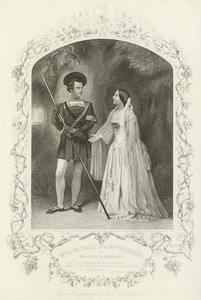 Sr. L Murray y Sra. Stirling como Orlando y Rosalind, Como gustéis, Acto V, escena iv de English School
