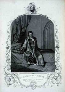 Mr Macready como Enrique IV, Acto III Escena 1, en Enrique IV por William Shakespeare de English School