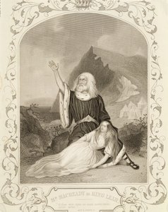 El Sr. Macready como Rey Lear, Acto V Escena 3, en la obra de William Shakespeare (1564-1616) de English School