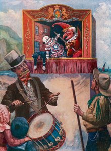 Mr Punch en la playa (litografia en color) de English School