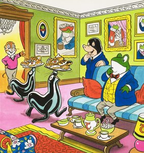 El Sr. Sapo tomando té