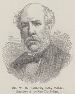 Sr. W H Barlow, CE, FRS, Ingeniero del Nuevo Puente de Tay (grabado) de English School