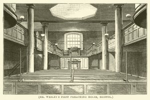 Primera casa de predicación del Sr. Wesley, Bristol (grabado)