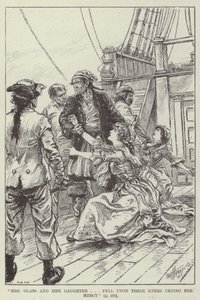 "La Sra. Glass y su hija cayeron de rodillas pidiendo clemencia" (grabado)