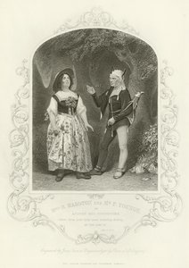 Sra. H Marston y F Younge como Audrey y Touchstone, Como gustéis, Acto V, escena iv
