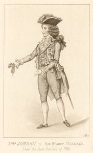 Mrs Jordan como Sir Harry Wildair del raro retrato de 1788 de English School