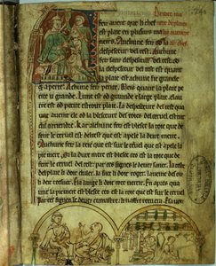 Ms.O.1.20.f.241v Jerónimo: Un médico visitando a un paciente y un boticario, de 