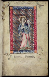 Ms 1-2005, f.1r: San Edmundo, miniatura del Macclesfield Psalter, Uso de Sarum, East Anglia, c.1330