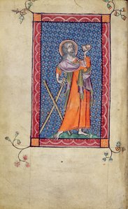 Ms 1-2005, f.1v: San Andrés, miniatura del Macclesfield Psalter, Uso de Sarum, East Anglia, c.1330 de English School