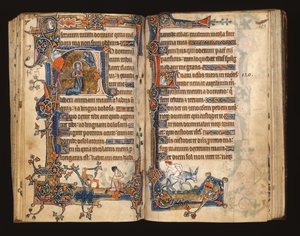 Ms 1-2005, ff.182v-183r: David orando, inicial historiada del Macclesfield Psalter, Uso de Sarum, East Anglia, c.1330