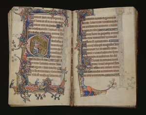 Ms 1-2005, ff.207v-208r: Isaías rezando, inicial historiada del Macclesfield Psalter, Uso de Sarum, East Anglia, c.1330 de English School