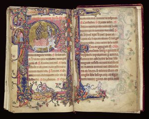 Ms 1-2005, ff.235v-236r: La Muerte golpeando, inicial historiada del Macclesfield Psalter, Uso de Sarum, East Anglia, c.1330