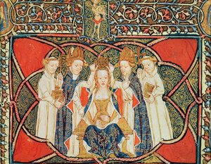 Ms 197 f.19v Coronación de una reina, de Liber Regalis