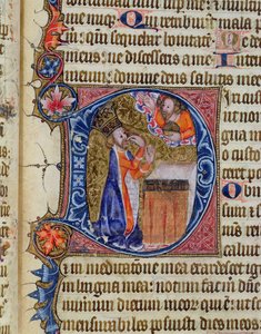 Salmo 38, David señalando su boca, del Salterio de la Abadía de Ramsey, c.1380
