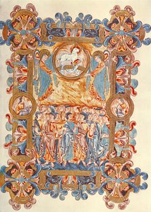 La multitud adorando al Cordero, del Misal de Robert de Jumièges, c.1016