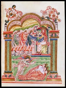 Ms 274 (Y-6) fol.37 El Sueño y la Adoración de los Magos, del Misal de Roberto de Jumieges, c.1016 de English School