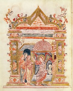 Ms 274 (Y-6) fol.72v Las Santas Mujeres en la Tumba, del Misal de Roberto de Jumieges, c.1016 de English School