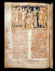 Ms 6712 (A.6.89) fol.115v Eduardo el Confesor (1004-66) miniatura de Flores Historiarum, por Matthew Paris, 1250-52 de English School