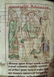 Ms 6712 (A.6.89) fol.144v Rey Juan (1167-1216), miniatura de Flores Historiarum, por Matthew Paris, 1250-52
