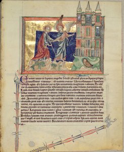 Un ángel mostrando la Nueva Jerusalén a San Juan Evangelista, del Apocalipsis de Gulbenkian, c.1265-70