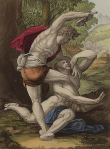 El asesinato de Abel (litografía en color) de English School