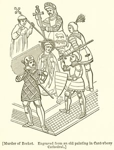 Asesinato de Becket. Grabado de una pintura antigua en la Catedral de Canterbury de English School
