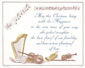Instrumentos musicales, tarjeta de Navidad de English School