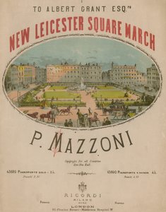 Partitura musical para New Leicester Square March por P. Mazzoni