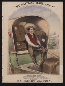 Mi yegua ruidosa y yo, canción serio-cómica de Harry Clifton, portada de música victoriana de English School