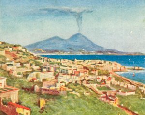 Nápoles, la ciudad y la bahía (litografía en color) de English School