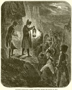 Napoleón extrayendo la artillería de Lannes antes de la Batalla de Jena de English School