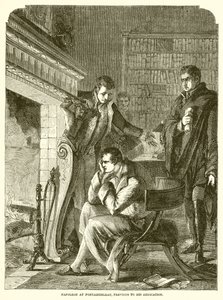 Napoleón en Fontainebleau, antes de su abdicación de English School