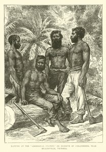 Nativos en la Estación Aborigen, o Reserva de Coranderrk, cerca de Healesville, Victoria de English School