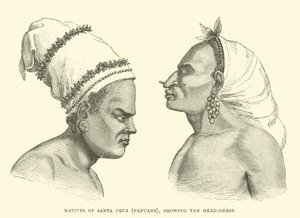 Nativos de Santa Cruz, papúes, mostrando el tocado de English School