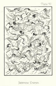 La naturaleza en el ornamento: Grullas japonesas (litografía) de English School