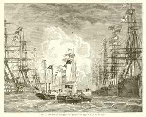 Revisión naval en Spithead en honor del Sultán de Turquía de English School