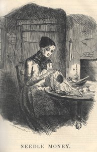 Dinero de aguja, ilustración de Punch Magazine, diciembre de 1849 de English School