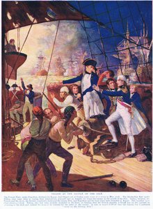 Nelson en la Batalla del Nilo, ilustración de la Historia de las Naciones de Hutchinson, c.1910 de English School
