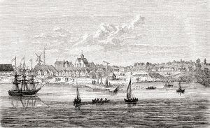Nueva Amsterdam, un asentamiento holandés del siglo XVII en el extremo sur de la isla de Manhattan, América, de Ward and Lock