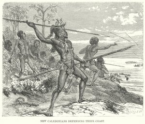 New Caledonians defendiendo su costa (grabado)