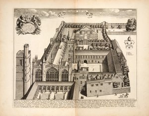 New College, lámina 19 de Oxonia Illustrata por David Loggon, Oxford 1675 de English School