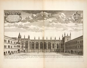 New College, lámina 20 de Oxonia Illustrata por David Loggon, Oxford 1675 de English School