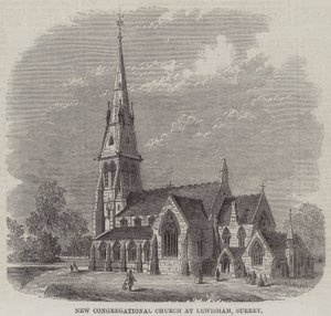 Nueva Iglesia Congregacional en Lewisham, Surrey (grabado) de English School