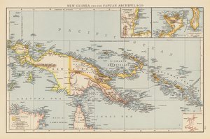 Nueva Guinea y el archipiélago papú (litografía en color)
