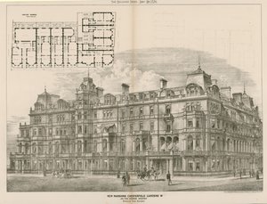 Nuevas mansiones, Chesterfield Gardens, Londres W, John Thomas Wimperis, arquitecto de English School