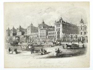 Nuevo Hospital de St. Thomas, inaugurado por Su Majestad la Reina en 1871, pub. J.T. Wood de English School