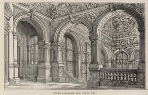 Nuevo edificio del Club Constitucional en Northumberland Avenue: Gran escalera y salón superior