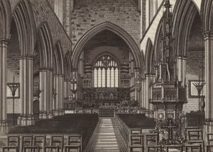 Interior de la iglesia de Newbury (litografía) de English School