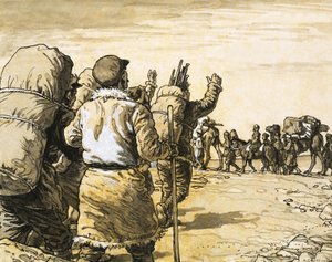 Nikolai Prjevalsky viaja por el desierto de Gobi y se encuentra con un tren de camellos