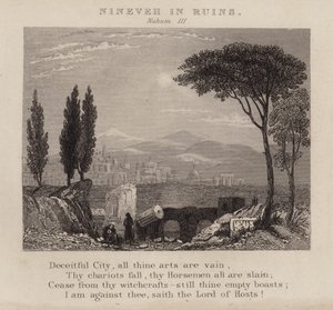 Nínive en ruinas, Nahúm III (grabado) de English School